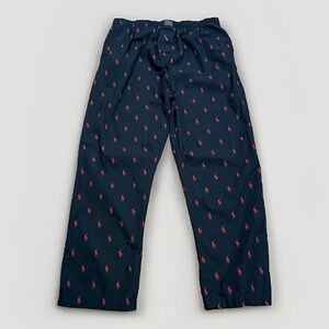 Polo Ralph Lauren Mens XL Pajama Lounge Pants Black Red Pony Logo Cotton Pockets